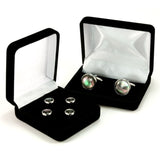 Black Mother of Pearl Cufflinks Tuxedo Stud Set - Gift Box