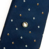 Black Mother of Pearl Sterling Silver Tie Tack on Tie