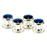 Blue paua shell silver tuxedo shirt stud set