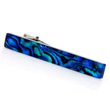 Blue Paua Shell Silver Cufflinks Tie Clip