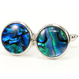 Silver Cufflinks Blue Paua Shell 