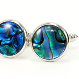 Blue Paua Shell Silver Cufflinks