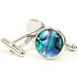 Blue Paua Shell Silver Cufflinks - back