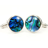 Blue Paua Shell Silver Cufflinks