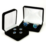 Blue Paua Silver Cufflink Tuxedo Stud Set - gift box