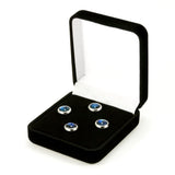 Blue Paua Silver Tuxedo Shirt Stud Set in Gift Box