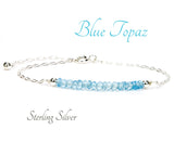 Blue Topaz Gemstone Bracelet | Sterling Silver