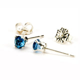 Blue Zircon Sterling Silver Earrings - Back