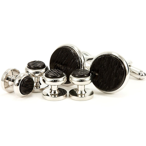 Kentucky Bourbon Silver Cufflink Tuxedo Stud Set