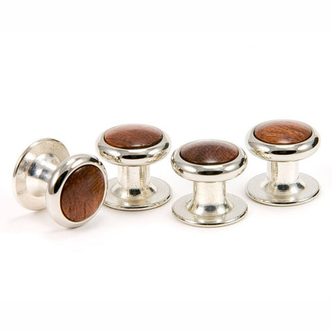 Bubinga Silver Tuxedo Shirt Stud Set