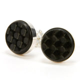 Carbon Fiber Sterling Silver Stud Earrings