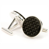 Black Carbon Fiber Sterling Silver Cufflinks - Back