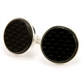 Black Carbon Fiber Sterling Silver Cufflinks