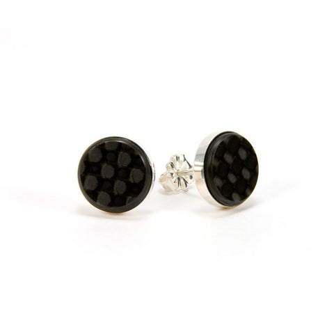 Carbon Fiber Sterling Silver Stud Earrings