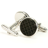 Carbon Fiber Silver Cufflinks Back