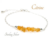 Sterling Silver Citrine Gemstone Chip Bracelet