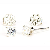 White Sapphire Sterling Silver Post Earrings 