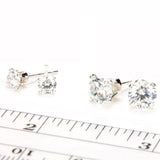 White Sapphire Sterling Silver Post Earrings - Sizing