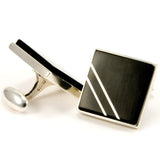 Ebony Silver Inlay Cufflinks - Back