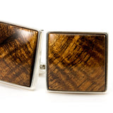 Hawaiian Koa Sterling Silver Cufflinks - close up