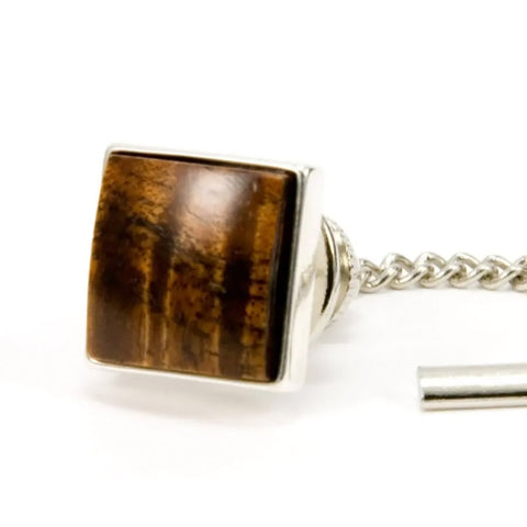 Figured Hawaiian Koa Sterling Silver Tie Tack / Lapel Pin