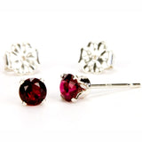 Garnet Sterling Silver Stud Earrings - Size