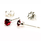 Garnet Sterling Silver Post Earring - Back