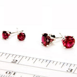 Garnet Sterling Silver Stud Earrings - Sizing