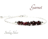 Garnet Gemstone Chip Bracelet | January Birthstone Bracelet