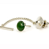 Green Onyx Sterling Silver Tie Tack 