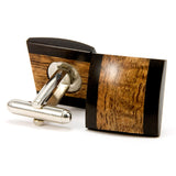 Hawaiian Koa Ebony Wooden Cufflinks - back