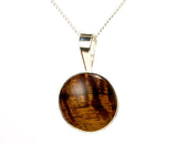 Figured Hawaiian Koa Sterling Silver Pendant