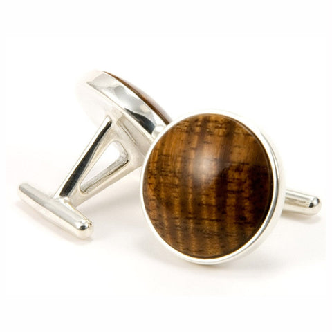 Figured Hawaiian Koa Sterling Silver Cufflinks - Back