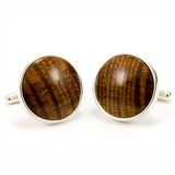 Figured Hawaiian Koa Sterling Silver Cufflinks