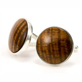 Sterling Silver Figured Hawaiian Koa Cufflinks