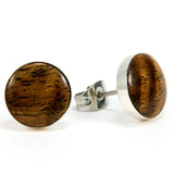 Hawaiian Koa Sterling Silver Stud Earrings - side