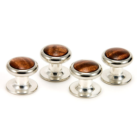 Hawaiian Koa Silver Tuxedo Shirt Stud Set