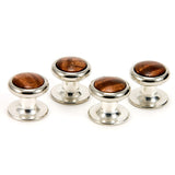 Hawaiian Koa Silver Tuxedo Stud Set