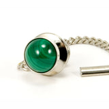 Malachite Sterling Silver Tie Tack / Lapel Pin