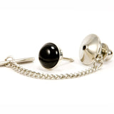 Sterling Silver Black Onyx Tie Tack / Lapel Pin