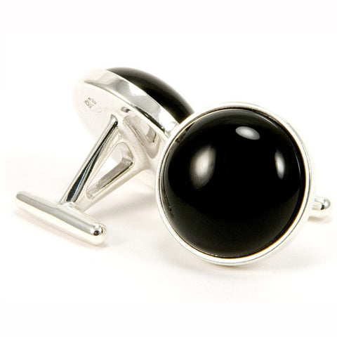 Black Onyx Sterling Silver Cufflinks - Back