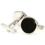 Black Onyx Silver Cufflinks Back