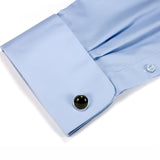 Black Onyx Domed Silver Cufflinks Shirt Sleeve