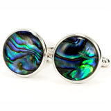 Paua Shell Silver Cufflinks Front