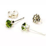 Peridot Sterling Silver Post Earrings - Back