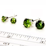 Peridot Sterling Silver Stud Earrings - Size