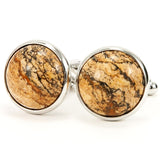 Picture Jasper Silver Cufflinks - Front