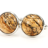 Picture Jasper Silver Cufflinks