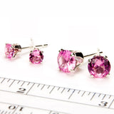 Pink Tourmaline Sterling Silver Post Earrings - Size