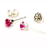 Ruby Sterling Silver Stud Earrings - Back